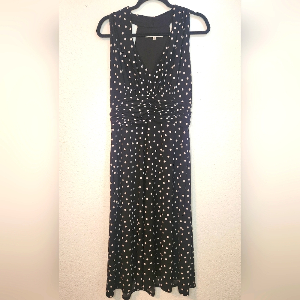 Evan Picone Black and White Ploka Dot Halter Dress, Size 12